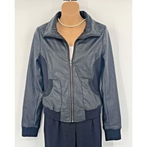 Sparkle & Fade Black Faux Leahter Zipper Front Women's Jacket Size Small